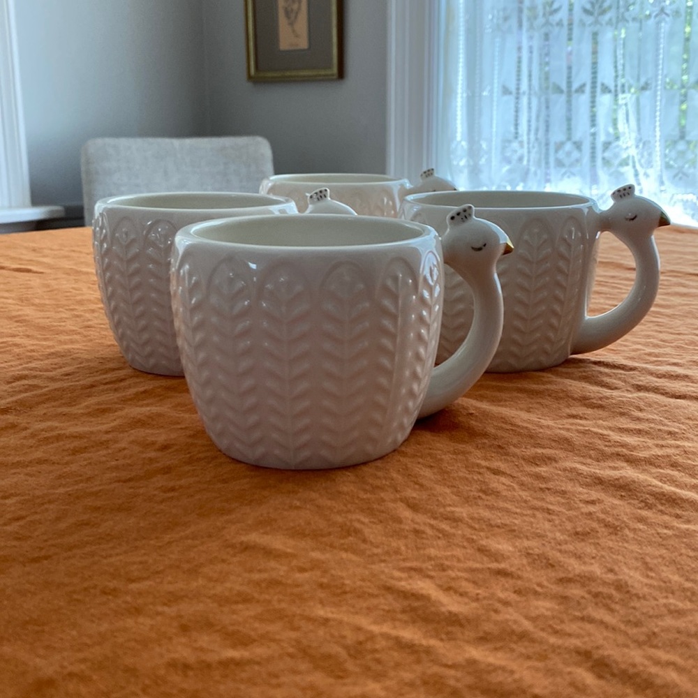 Peacock mugs set of 4